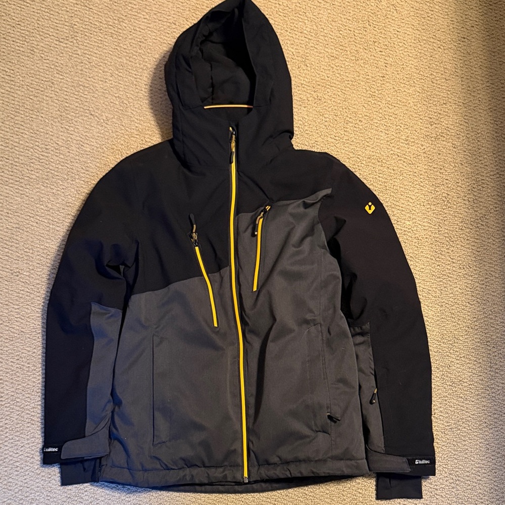 Killtec Stylish Kids Hooded ski Jacket with Yellow Zippers